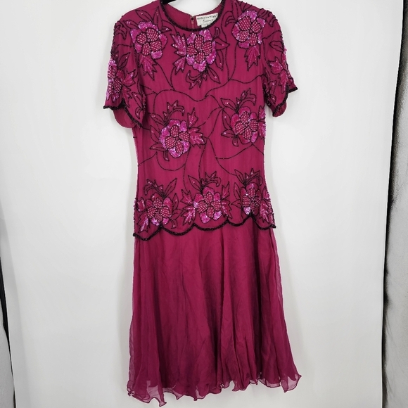 Papell Boutique Dresses & Skirts - Papell‎ Boutique Vintage 80s Beaded Silk Evening Gown Size 8